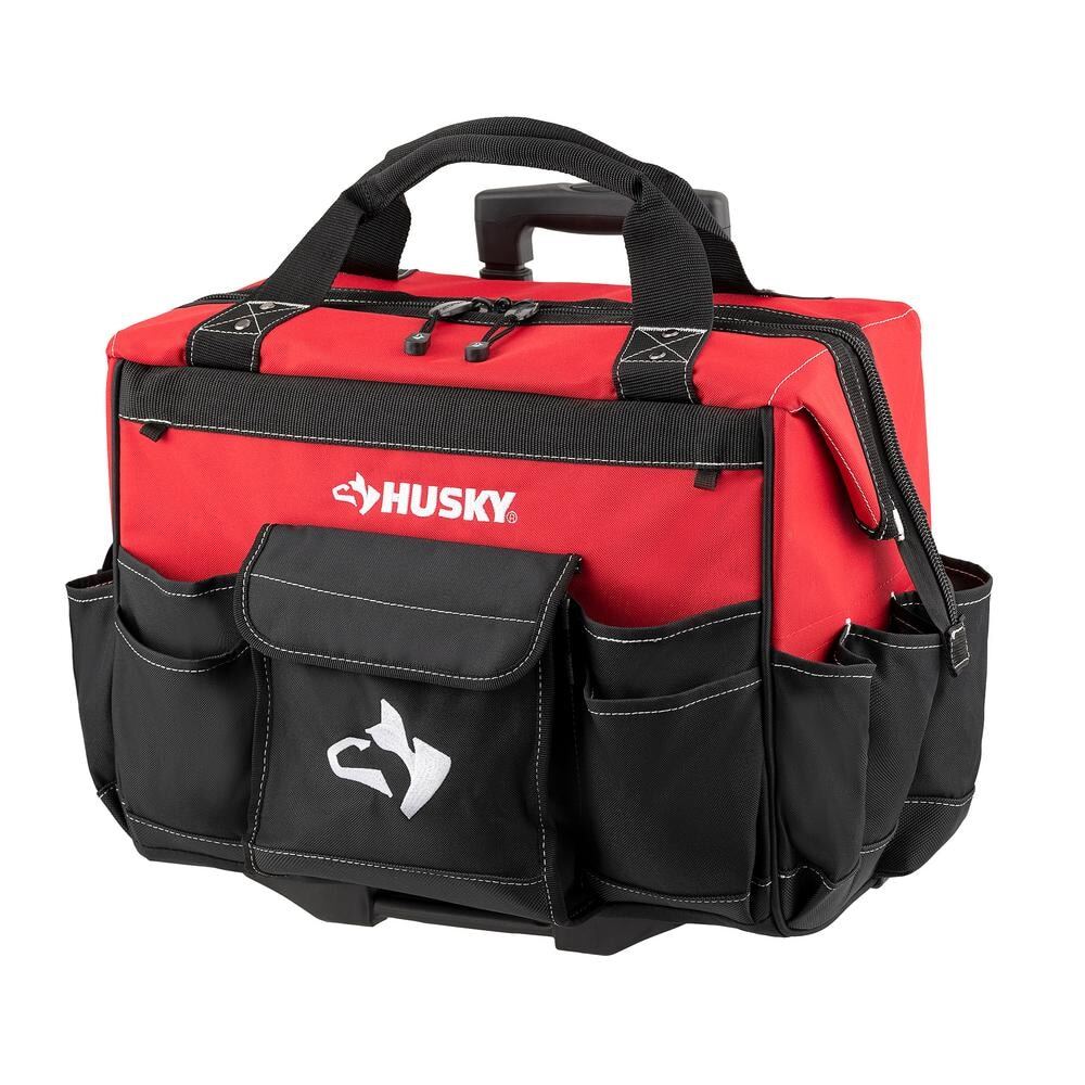 Husky Rolling Tool Bag 18 in. Large 18-Pocket Water-Resistant