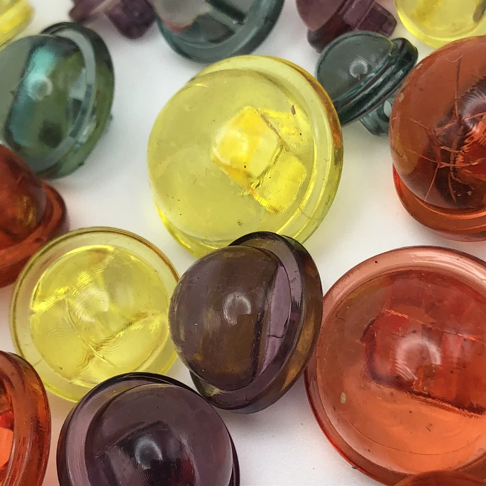 6 Ozs of Clear Multi-Colored Dome Shank Buttons 12-22mm Red Blue Yellow Purple - Image 3 of 4