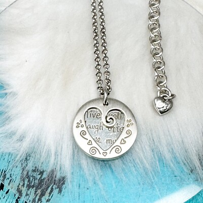 #ad Brighton Live Well Love Much Two Piece Silver Plate Heart Necklace Reversible $40.00