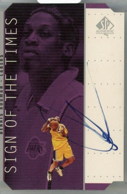 1998-99 UD SP Authentic Dennis Rodman on card Auto Sign of the 