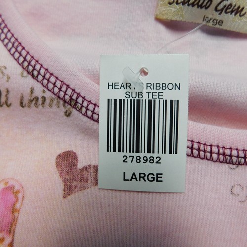 Studio Gem 3/4 Sleeve Round Neck Studded Valentine Heart Top - Pink, Large #9507 - Picture 7 of 7