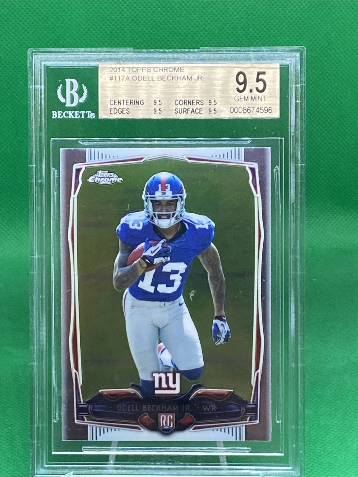 ODELL BECKHAM JR BGS 9.5 2014 TOPPS CHROME FOOTBALL #117 ROOKIE REFRACTOR RC 307