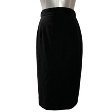 Apertif 8 VTG Pencil Skirt 100 Pure Wool Black Lined Career Dry Clean Pretty