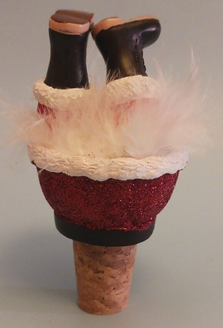Ganz Christmas Santa Wiggle Legs Wine Bottle Stopper READ DESCRIPTION