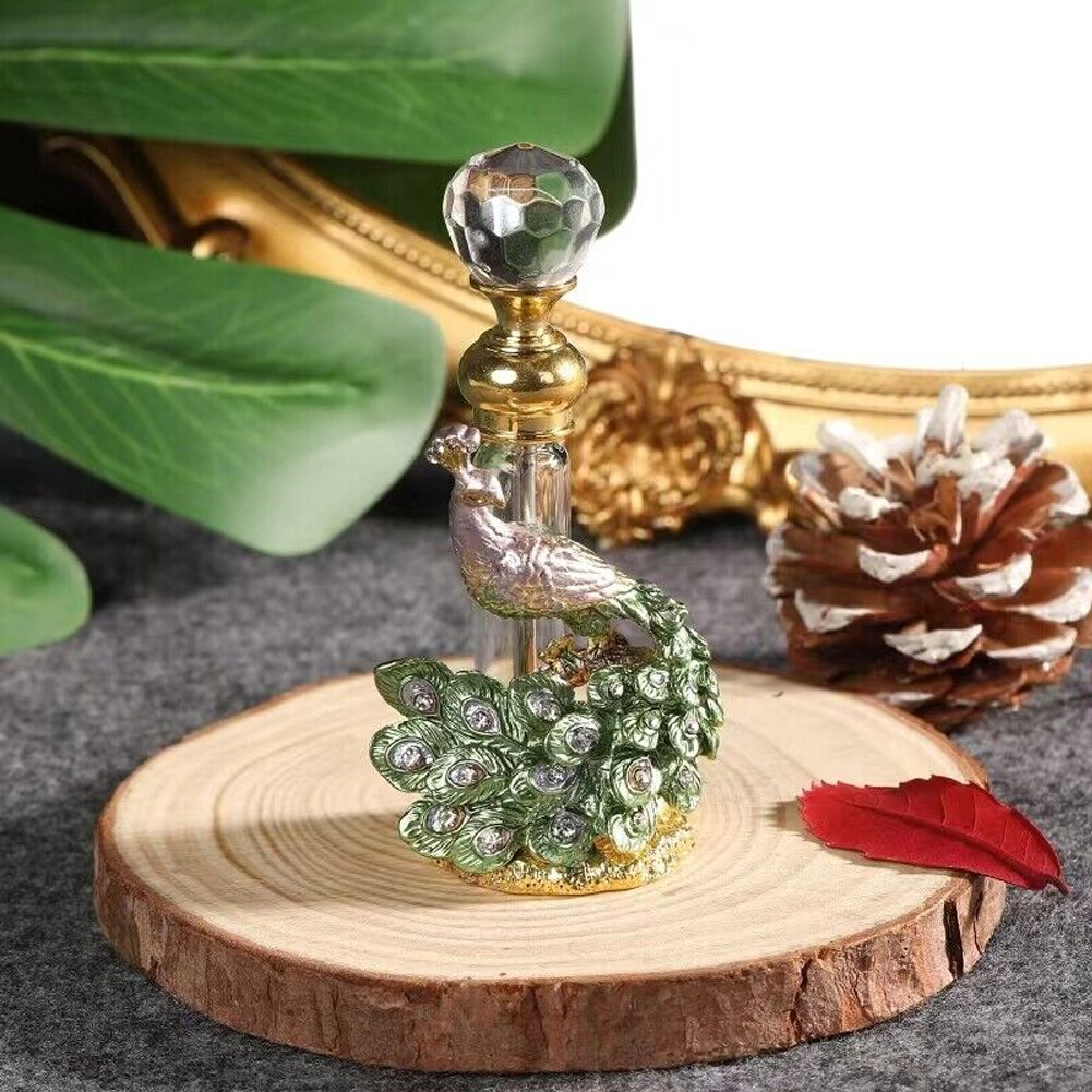Vintage Perfume Bottle Peacock Refillable Empty Glass Bottle