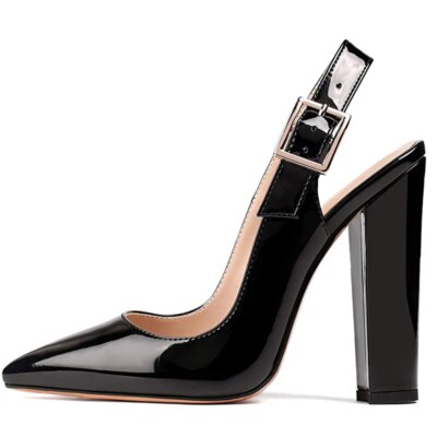 Women's High Heels Pointed Toe Slingback Block Heel Pumps Sandals