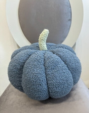 Large Blue Green Soft Plush Boucle Pumpkin Collectors Autumn Bedroom Cushion 8"