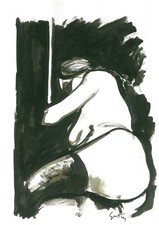 RENATO GUTTUSO - CHINA SU CARTA ORIGINALE DEGLI ANNI 70