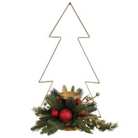 Kerzenhalter Weihnachtsbaum Mit Gesteck & Kugeln - Weihnachtsdeko KerzenstäNder