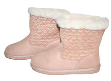 Hearts Boots Girls size 3 Stiched slip on faux fur Ankle Booties Girls Kohls SO