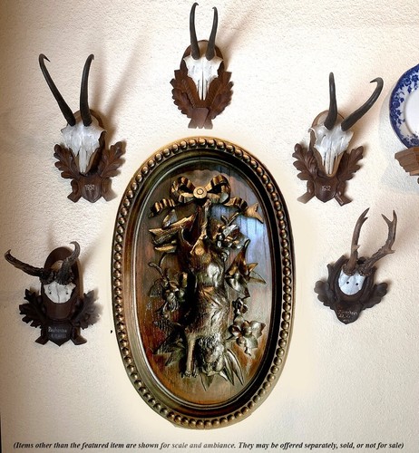 PAIR Antique HC Swiss Black Forest 25" Fruits of the Hunt Game Plaques, Hare + - Picture 11 of 11