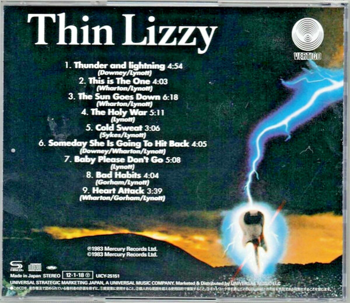 THIN LIZZY「THUNDER AND LIGHTNING (2CD)紙」 THIN LIZZY - Thunder