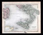 1838 Gilbert Antique Map South Italy Naples Sicily Syracuse Palermo Rome Messina