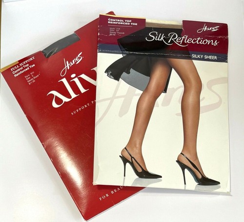 Lot 2 Pair Hanes Pantyhose Sz E, EF 