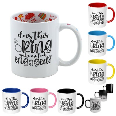Valentinstag Tasse Geschenk Mitgebsel für ihre Freundin Verlobter Ring Look Verlobt?