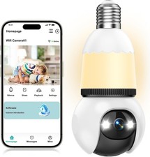 2K Light Bulb Security Camera 5G/2.4G WiFi 360 PTZ Color Night Vision Motion Al