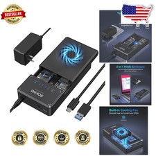 Fast 10Gbps NVMe Docking Station M.2 SSD Enclosure Dual-Bay Tool-Free Clone