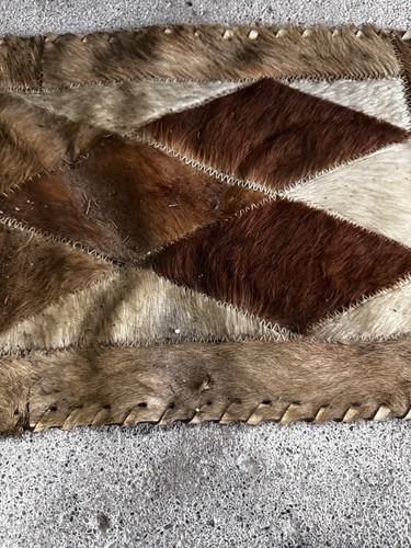 Vintage Handarbeit Rindsleder/Tier Patchwork Kunst Wandteppich Ranch rustikal Ms0 - Bild 5 von 12