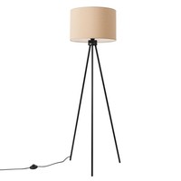 Tripod Stehleuchte Taupe Stoff E27 Wohnzimmer BüRo H:135 Cm Stehlampe Dreibein