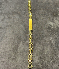9ct Gold 3 Bar Gate identity Bracelet 7.25” 3.59g 375 Hallmarked