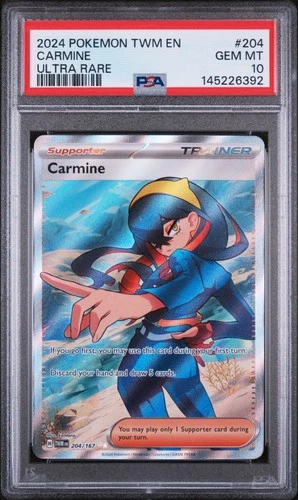 2024 POKEMON TWM EN-TWILIGHT MASQUERADE ULTRA RARE #204 CARMINE PSA 10