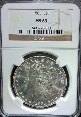 1885-P Morgan Silver Dollar $1 90% Silver NGC MS63