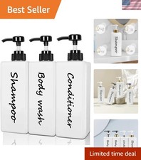Stylish Modern Dispenser Set: 21oz Shampoo, Conditioner  Body Wash Bottles