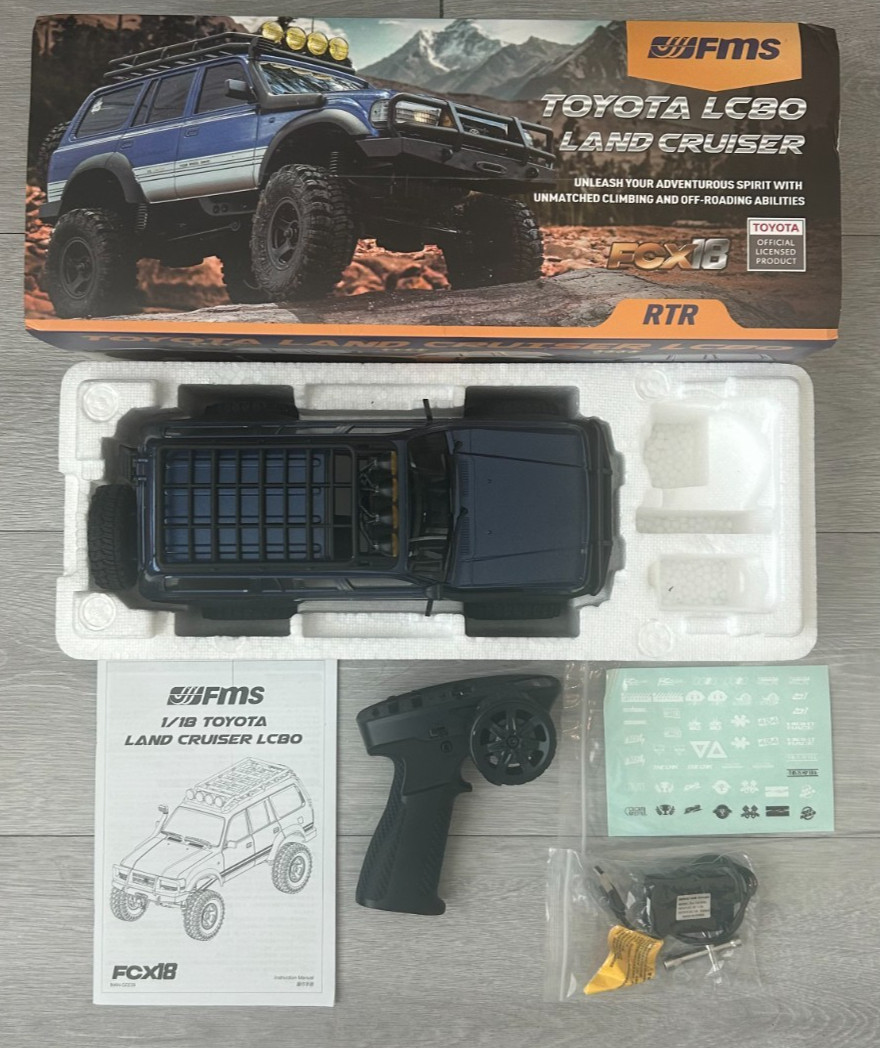 FMS 1:18 FCX18 LC80 Toyota Land Cruiser LC80 RTR Blue Slightly Used LC80 L24