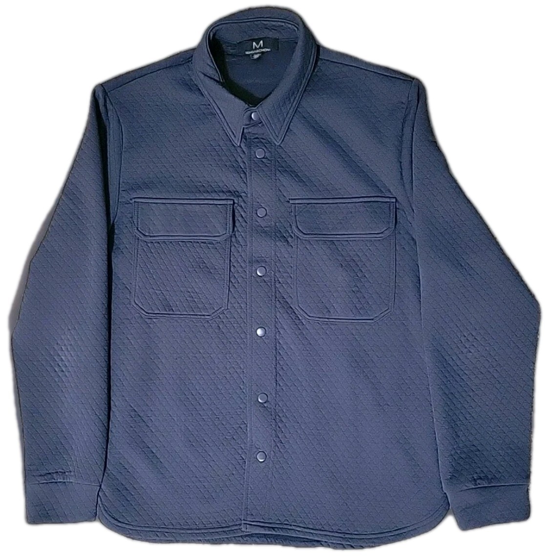Magaschoni Button Down Diamond Pattern Shirt Blue… - image 2
