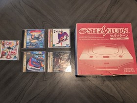SEGA Saturn White Console Controller AC AV Boxed HST-3220 With 5 Games