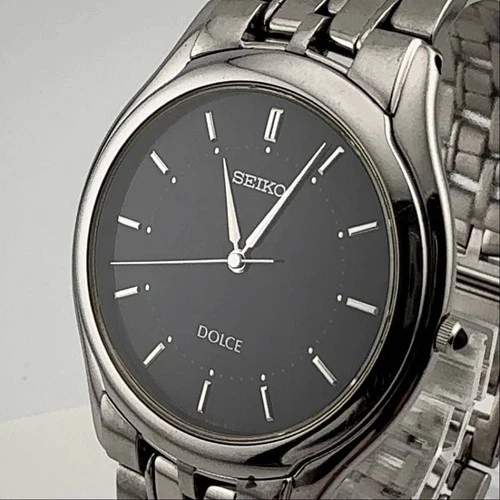 SEIKO 8J41-6030 Watch Black Dial Mens Battery Replaced Working Vintage