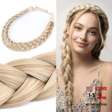 2 Strands Synthetic Hair Braided Headband Classic Chunky Plaited Honey Blonde