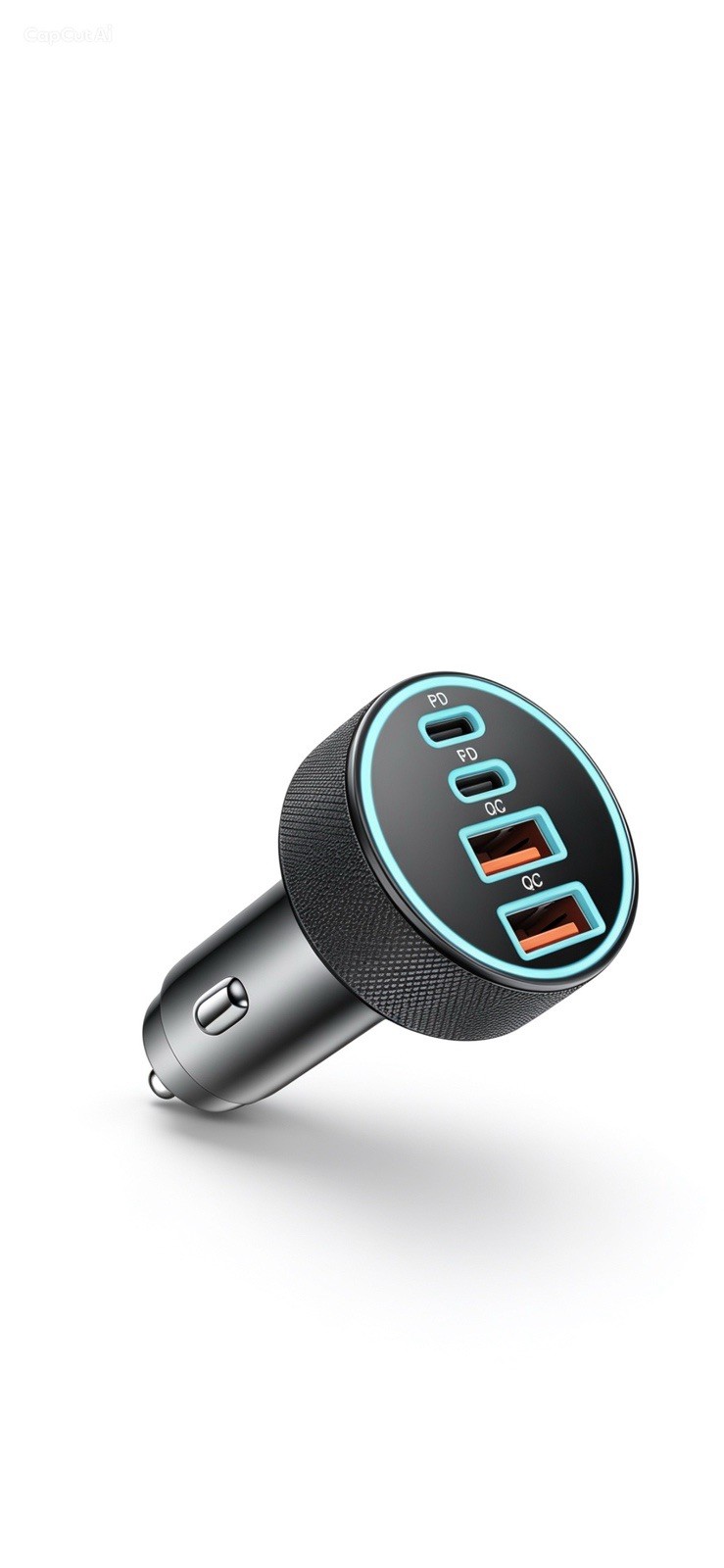 Chargeur allume-cigare USB C 90W rapide avec 4 ports PD et QC pour smartphone et tablette noire