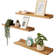 Holz Wandregal Eiche 3er-Set Rustikal Natur Holz Regal Massiv