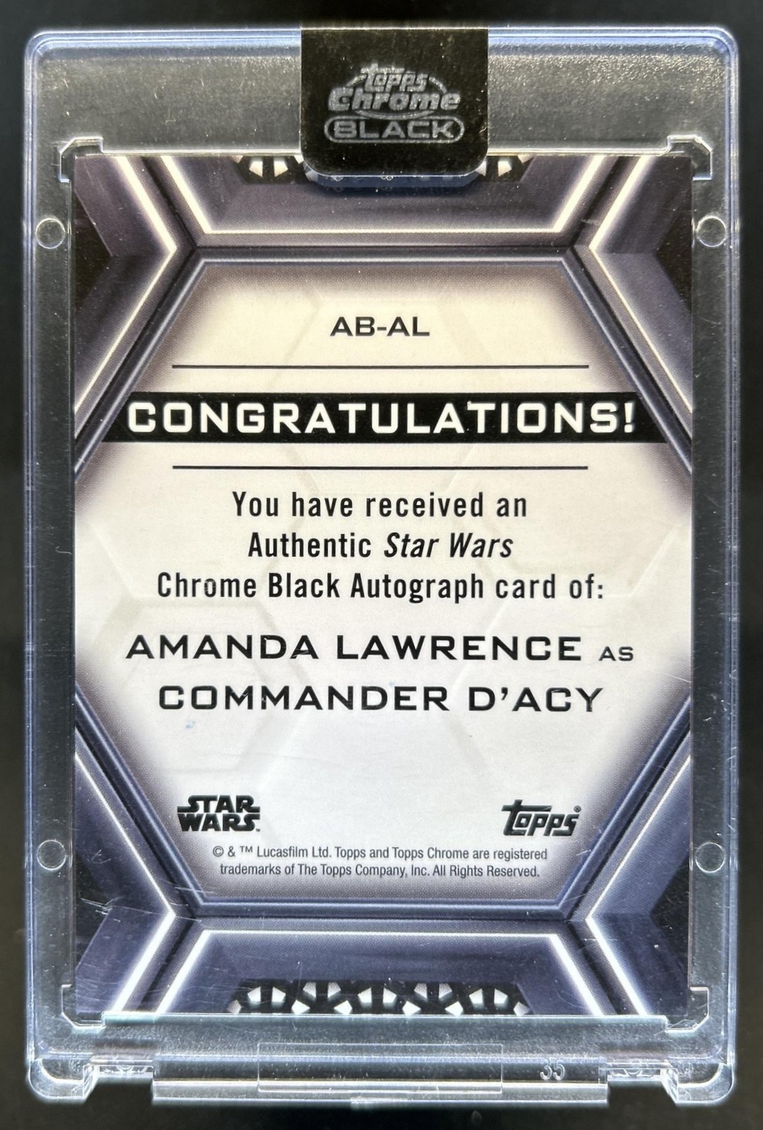 2022 Topps Chrome Black Star Wars Amanda Lawrence Auto Autograph Design B #AB-AL view 2