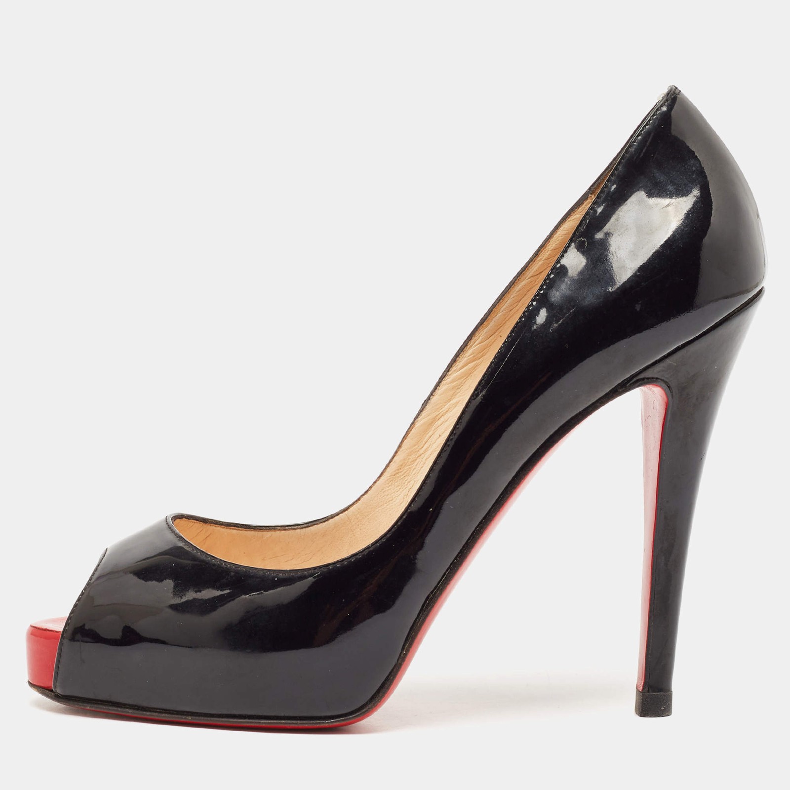 Christian Louboutin Black Patent Leather New Very Prive Pumps Size 37