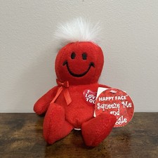 Dan Dee Happy Face Plush 7  Red I Love You With Giggle Sound