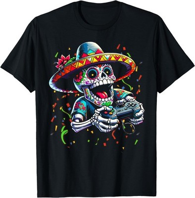 Cinco De Mayo Video Gaming Controller Sugar Skull Gamer T-Shirt