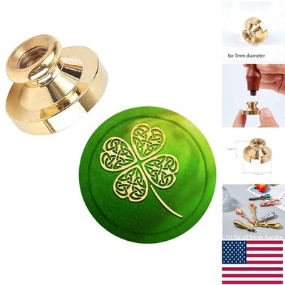 Craft Beautifully: Vintage Brass Four-Leaf Clover Wax Seal Stamp Head - 25mm