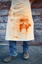 Long Apron 100 Organic Cotton Hand Rust Dyed Pocket Unisex Handmade OOAK
