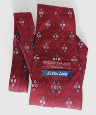 JoS. A. Bank Corporate Collection Red Silk Extra Long Tie Geometric Pattern