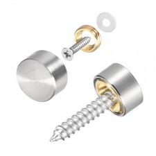 8Pcs Silver Tone Mirror Screws 20mm Decorative Brass Cover Cap Nails Glass Sign