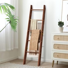 Farmhouse 5-Tier Wooden Ladder Shelf Living Room Decorative Blanket Ladder US