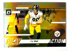 2023 Donruss Optic T.J. Watt SILVER Prizm Card Play Action Insert #10 Steelers!