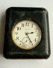 GIANT ANTIQUE 8 DAY GOLIATH POCKET WATCH & GREEN LEATHER ORIGINAL CASE