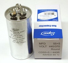 Air Conditioning HVAC Round Dual Motor Run Capacitor 55  5 MFD 440 Volt