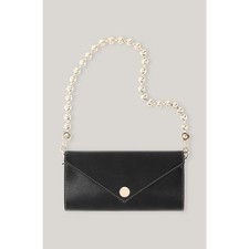 Ganni recycled leather chain black wallet 