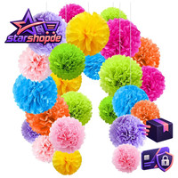 Bunte Pompoms Deko 24Er Seidenpapier FüR Geburtstag Hochzeit Baby Dusche Party