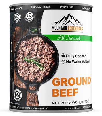 MOUNTAIN ESSENTIALS All Natural Canned Ground Beef 28 Oz   Fully