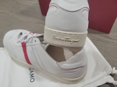 Salvatore Ferragamo Mens Garda Low White Red Sneaker 11.5 M NEW